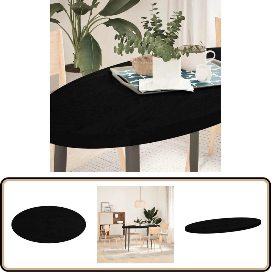 The Living Store Tafelblad 120x60x4 cm ovaal massief eikenhout donkerbruin Eikenhouten Tafelblad Oval Tafellaag Salontafelblad Eetkamertafelblad Vintage Tafelblad