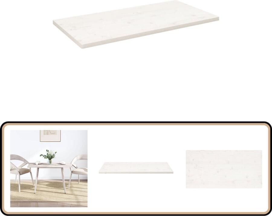 VidaXL Tafelblad Rechthoekig 100x50 cm Wit Tafelblad Grenenhouten Tafelblad Wit Tafelblad Vintage Tafelblad Industriele Tafelblad Design Tafelblad Salontafeltje Bijzet Tafeltje Eetkamertafel