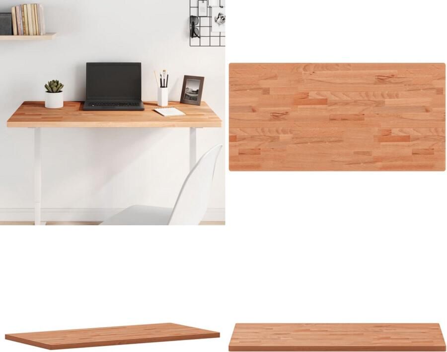 VidaXL Tafelblad rechthoekig 100x50x2 5 cm massief beukenhout Tafelblad Tafelbladen Vervangend Tafelblad Meubelpaneel