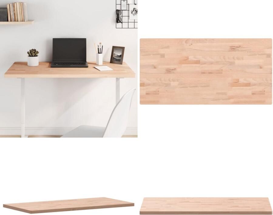 VidaXL Tafelblad rechthoekig 100x50x2 5 cm massief beukenhout Tafelblad Tafelbladen Vervangend Tafelblad Meubelpaneel