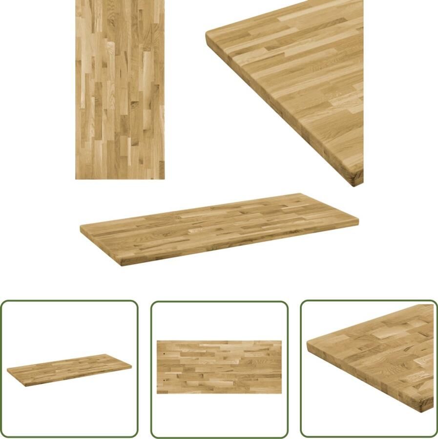 VidaXL Tafelblad Rechthoekig 100x60 cm Eikenhout Massief Eikenhouten Tafelblad Eikenhouten Tafel Rechte Tafel Eetkamertafel Salontafel Tafelblad Vervangen