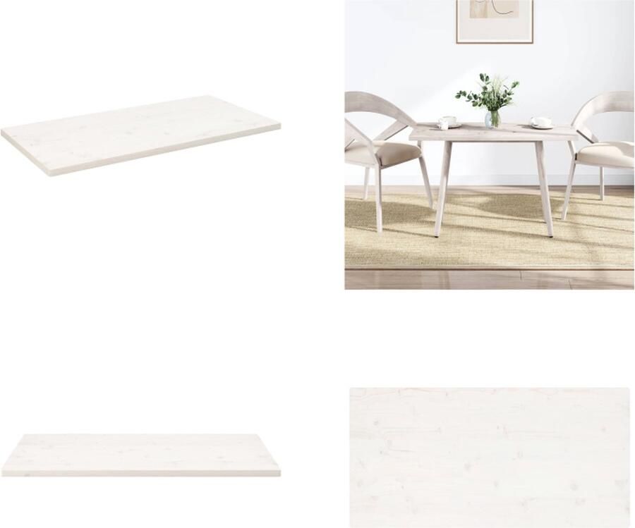 VidaXL Tafelblad rechthoekig 100x60x2-5 cm massief grenenhout wit Tafelblad Tafelbladen Vervangend Tafelblad Vervangend Houten Tafelblad