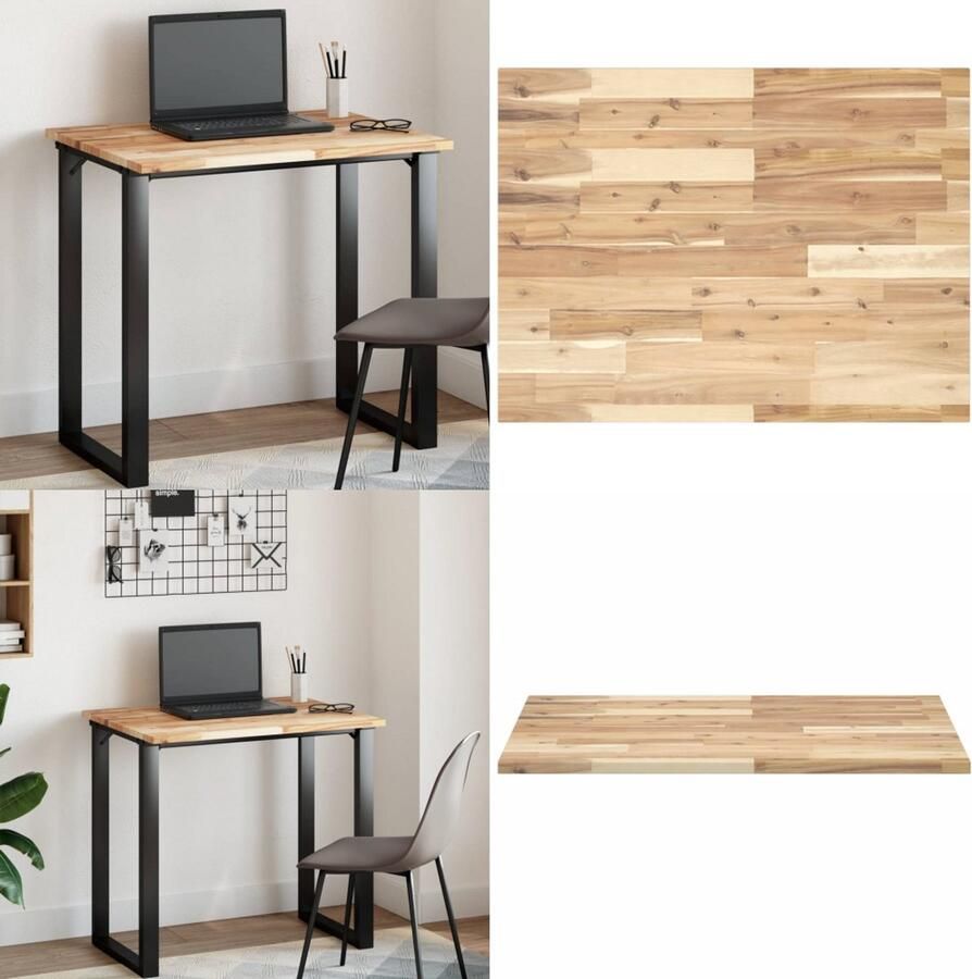 VidaXL Tafelblad rechthoekig 100x60x2 cm massief acaciahout Tafelblad Tafelbladen Vervangend Tafelblad Meubelpaneel