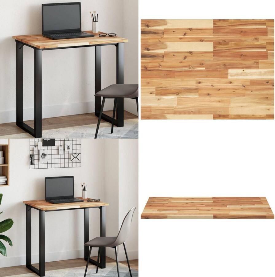 VidaXL Tafelblad rechthoekig 100x60x2 cm massief acaciahout Tafelblad Tafelbladen Vervangend Tafelblad Meubelpaneel