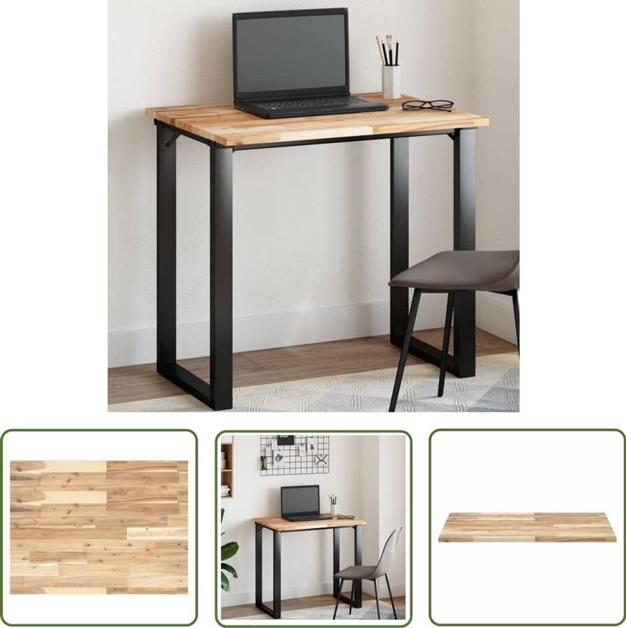 The Living Store Acaciahouten Tafelblad 100 x 60 x 2 cm Onbehandeld massief acaciahout Houten Tafelblad Acacia Tafelblad Eetkamertafel Blad Bureau Blad Salontafel Blad