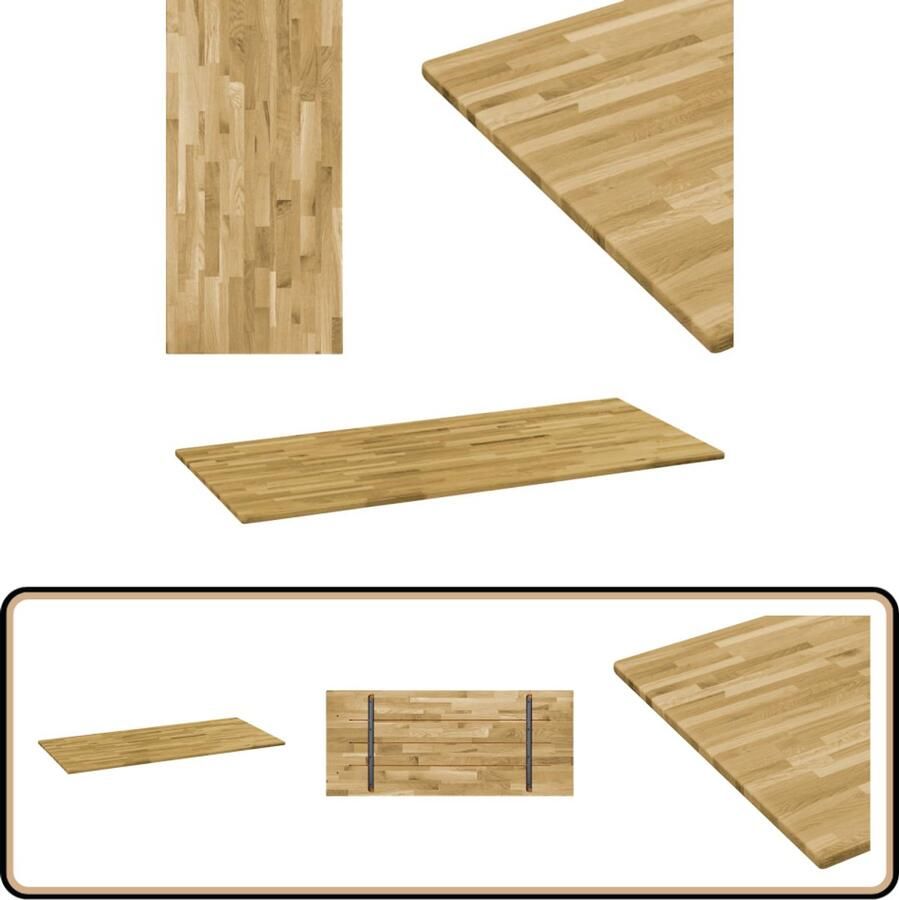 VidaXL Tafelblad Rechthoekig 120x60 cm Eikenhout Massief Eikenhouten Tafelblad Eikenhouten Tafeltop Rechte Tafelblad Vervangen Eetkamerset Salontafel Binnentafeltje Bruin Tafelblad Landelijk Interieur Vintage Stijl