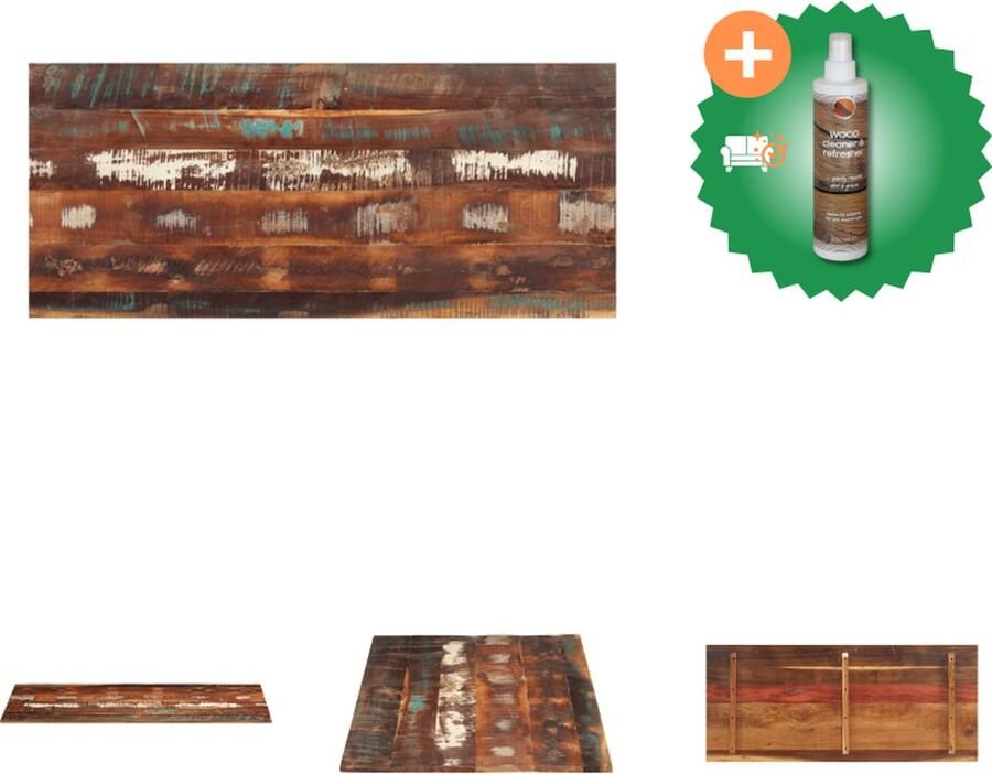 VidaXL Tafelblad rechthoekig 15-16 mm 60x140cm massief gerecycled hout Tafelonderdeel Inclusief Houtreiniger en verfrisser