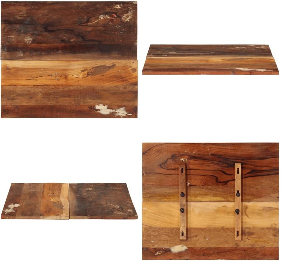 VidaXL Tafelblad rechthoekig 15-16 mm 60x70 cm massief gerecycled hout Tafelblad Tafelbladen Vervangende Tafelblad Vervangende Tafelbladen