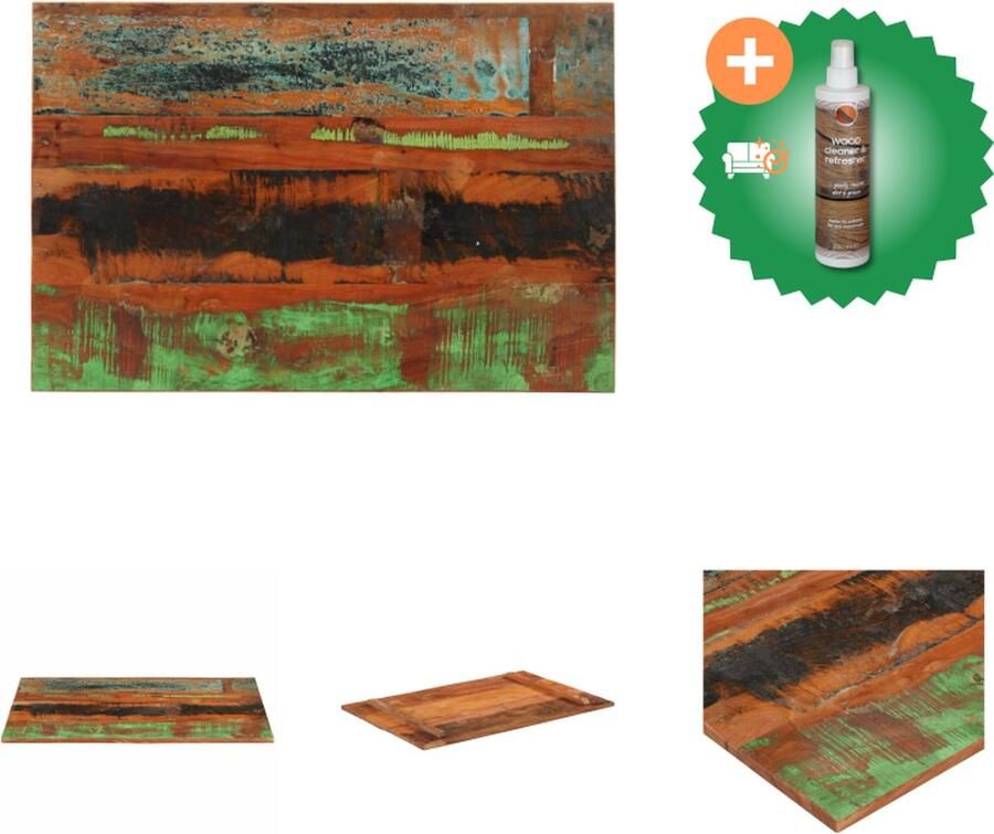 VidaXL Tafelblad rechthoekig 15-16 mm 60x90 cm massief gerecycled hout Tafelonderdeel Inclusief Houtreiniger en verfrisser