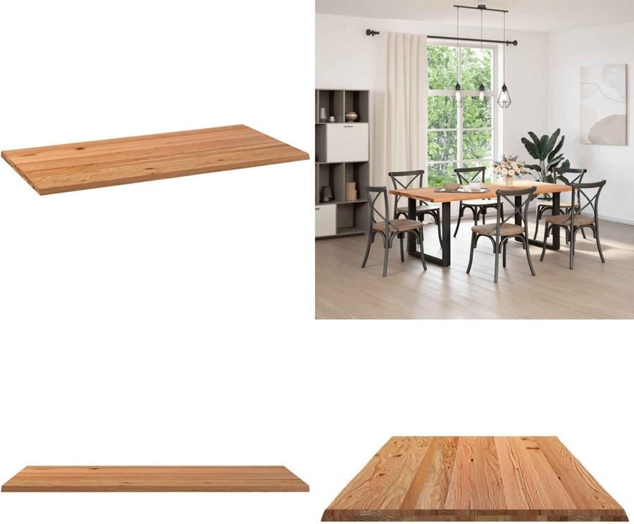 VidaXL Tafelblad rechthoekig 200x100x4 2 cm eikenhout lichtbruin Tafelblad Tafelbladen Eettafelblad Eetkamer Tafelblad