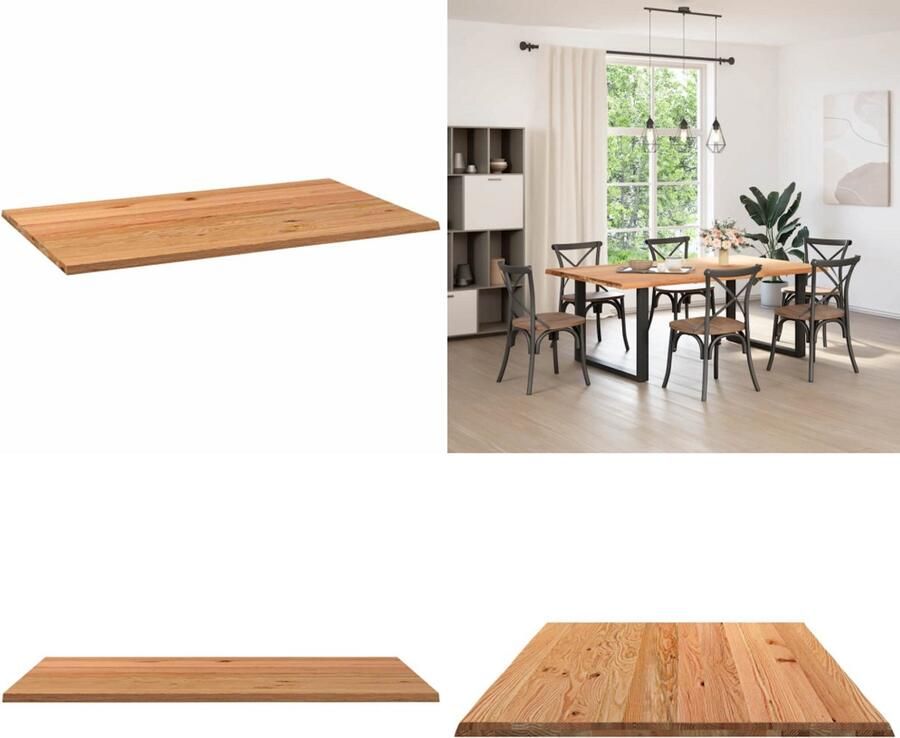 VidaXL Tafelblad rechthoekig 200x120x4 2 cm eikenhout lichtbruin Tafelblad Tafelbladen Eettafelblad Eetkamer Tafelblad