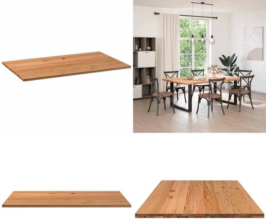 VidaXL Tafelblad rechthoekig 200x120x4 cm massief eikenhout lichtbruin Tafelblad Tafelbladen Eettafelblad Eetkamer Tafelblad