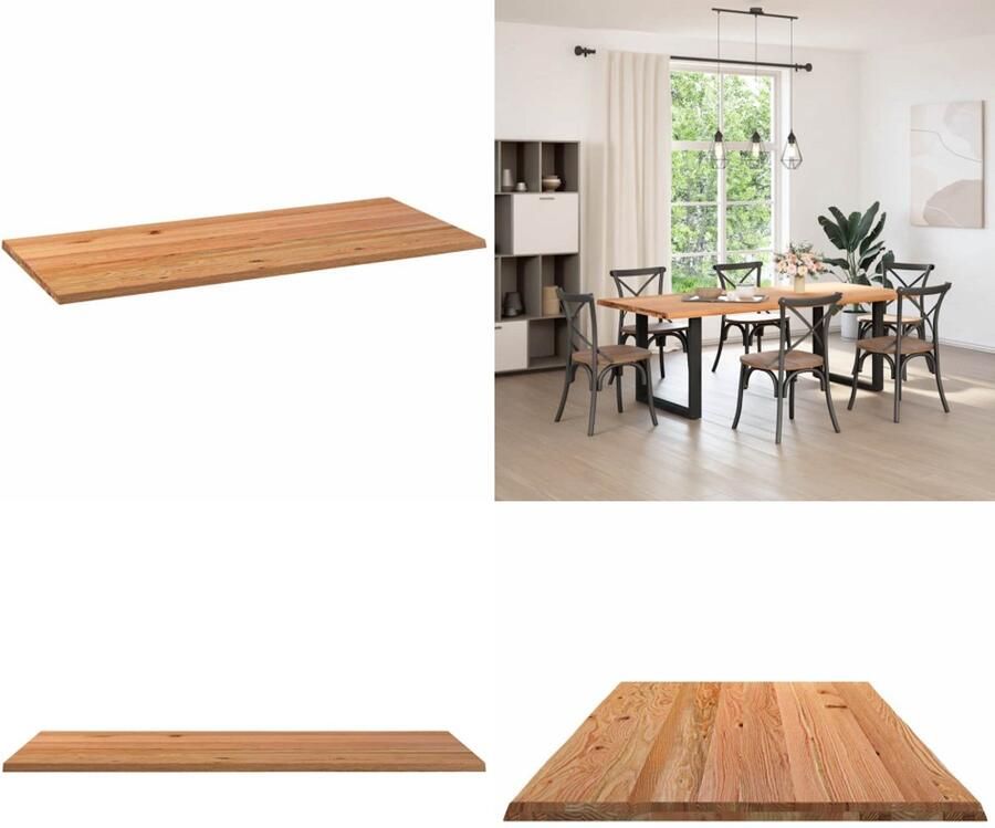 VidaXL Tafelblad rechthoekig 220x100x4 2 cm eikenhout lichtbruin Tafelblad Tafelbladen Eettafelblad Eetkamer Tafelblad