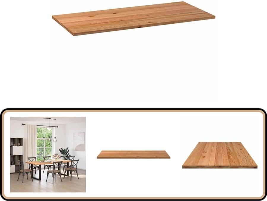 VidaXL Tafelblad Rechthoekig 220x100x4 cm Eikenhout Eikenhouten Tafelblad Eetkamertafel Salontafel Rechte Tafel Grote Tafel