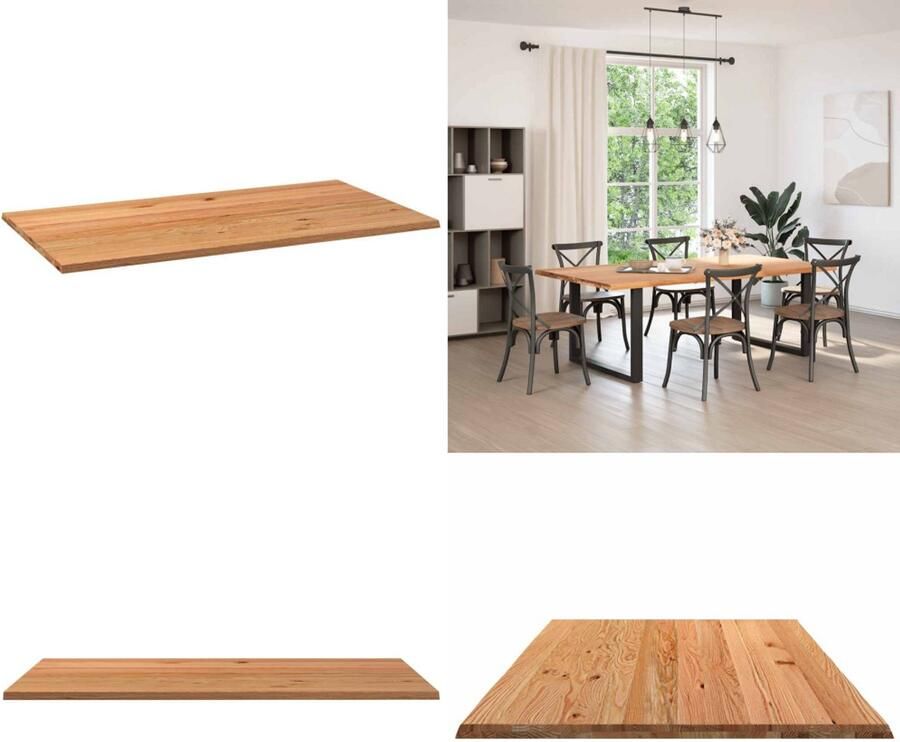 VidaXL Tafelblad rechthoekig 220x120x4 2 cm eikenhout lichtbruin Tafelblad Tafelbladen Eettafelblad Eetkamer Tafelblad