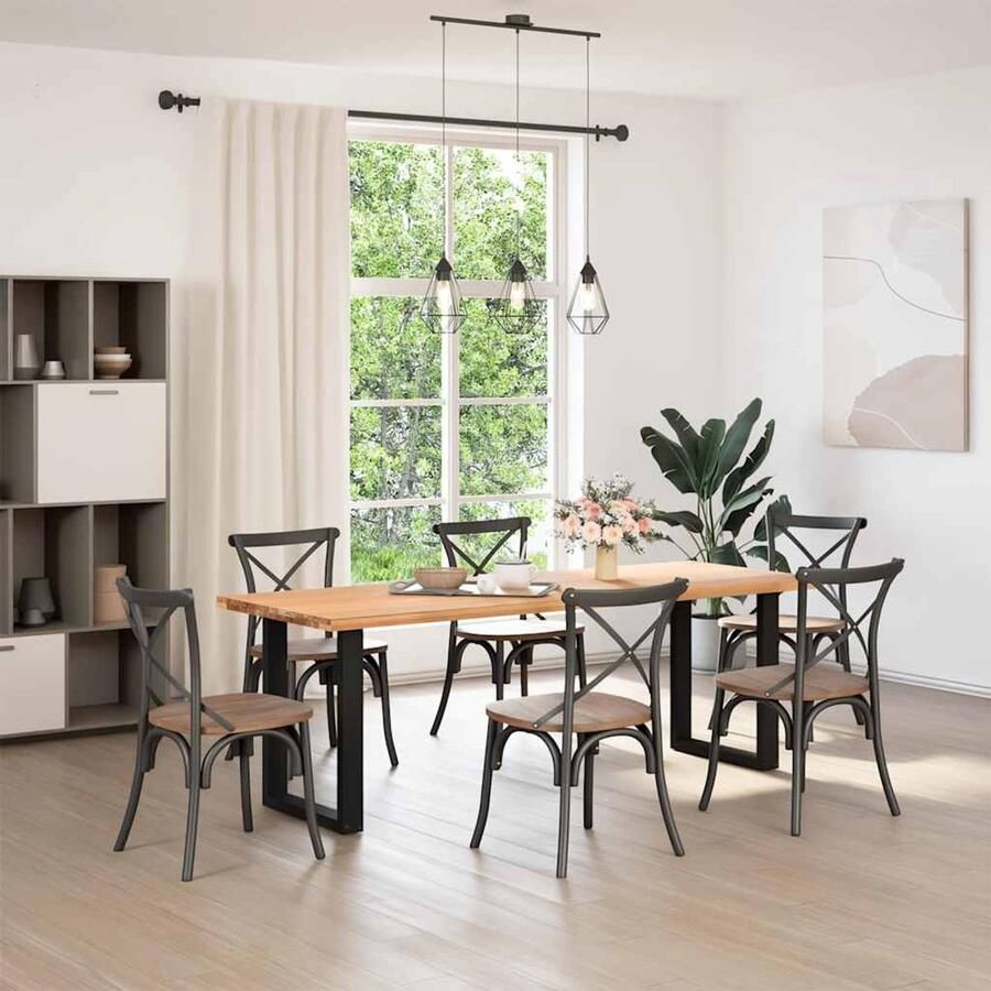 VidaXL Tafelblad Rechthoekig 220x80x4 cm Eikenhout Eikenhouten Tafelblad Rechte Tafel Grote Tafel Salontafel Eettafel - Foto 2