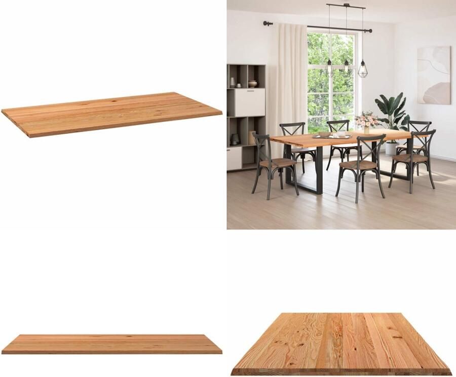 VidaXL Tafelblad rechthoekig 240x120x4 2 cm eikenhout lichtbruin Tafelblad Tafelbladen Eettafelblad Eetkamer Tafelblad