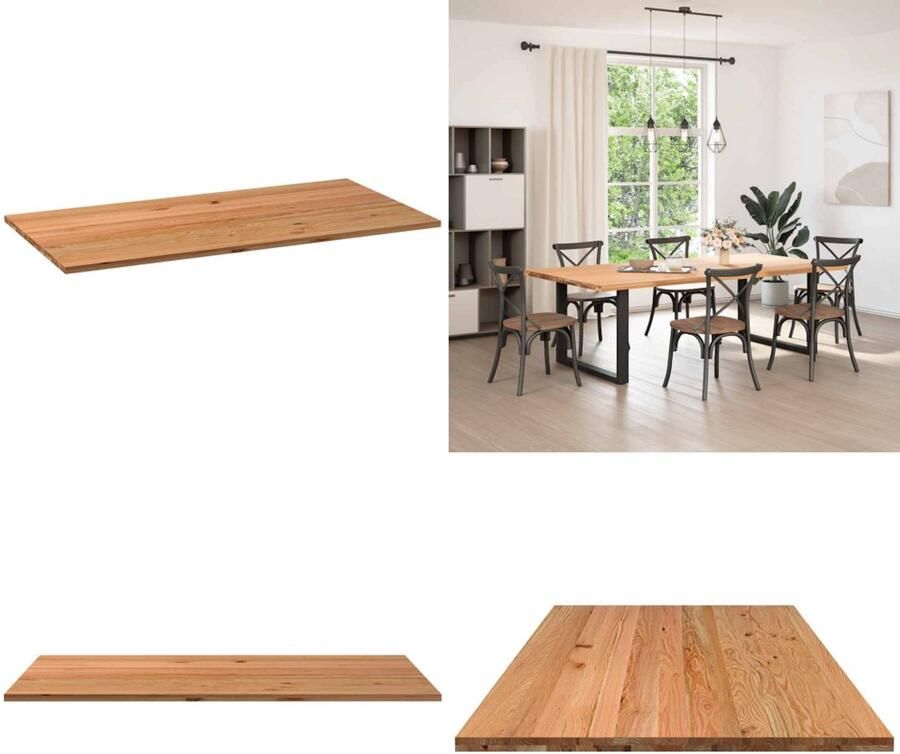 VidaXL Tafelblad rechthoekig 240x120x4 cm massief eikenhout lichtbruin Tafelblad Tafelbladen Eettafelblad Eetkamer Tafelblad