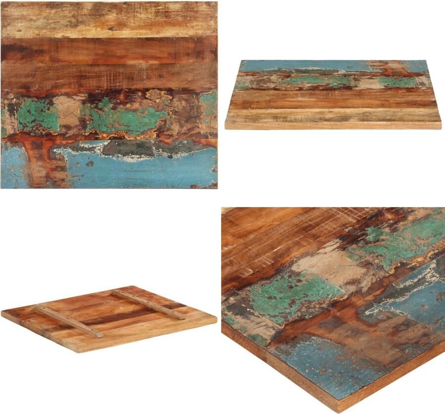 VidaXL Tafelblad rechthoekig 25-27 mm 60x60 cm massief gerecycled hout Tafelblad Tafelbladen Vervangende Tafelblad Vervangende Tafelbladen
