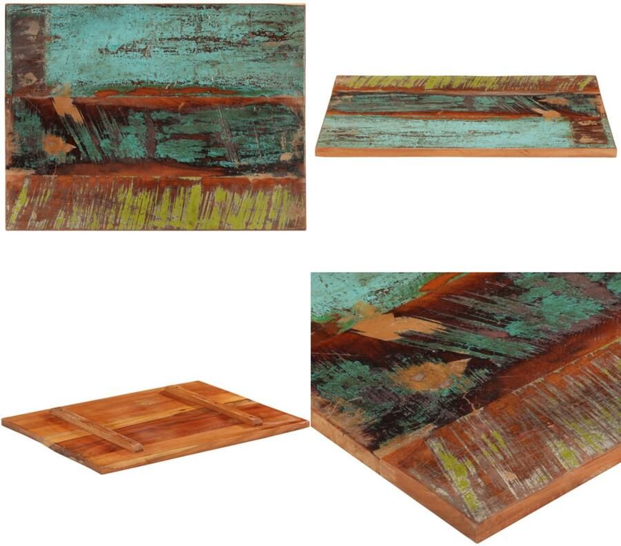 VidaXL Tafelblad rechthoekig 25-27 mm 60x80 cm massief gerecycled hout Tafelblad Tafelbladen Vervangende Tafelblad Vervangende Tafelbladen