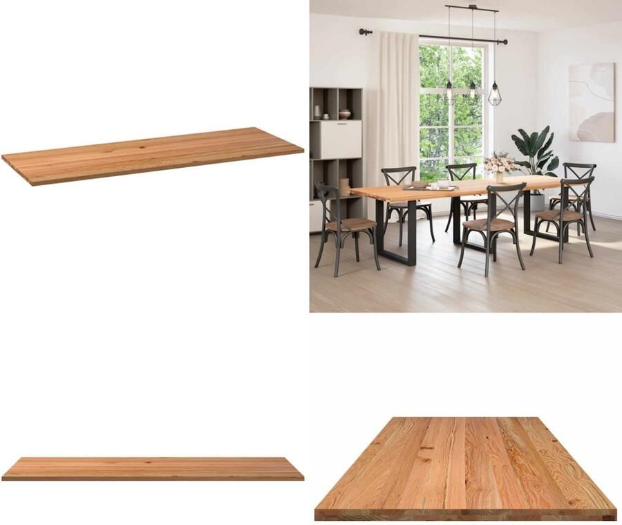 VidaXL Tafelblad rechthoekig 280x100x4 cm massief eikenhout lichtbruin Tafelblad Tafelbladen Eettafelblad Eetkamer Tafelblad