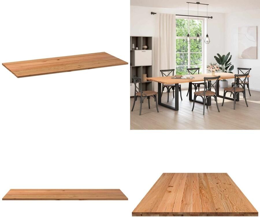 VidaXL Tafelblad rechthoekig 280x120x4 cm massief eikenhout lichtbruin Tafelblad Tafelbladen Eettafelblad Eetkamer Tafelblad
