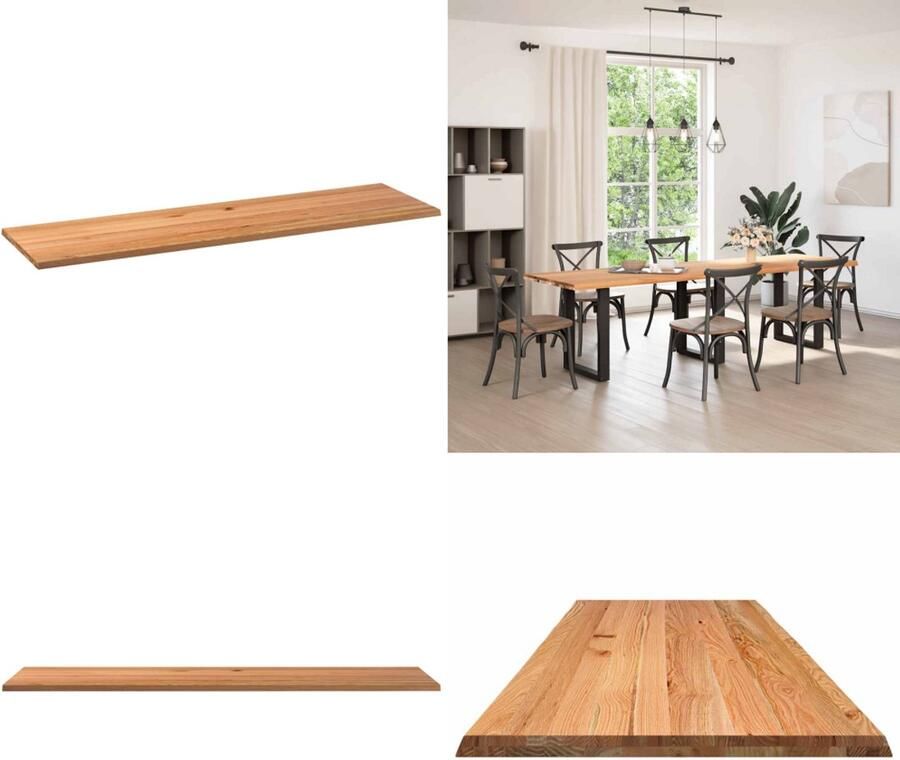 VidaXL Tafelblad rechthoekig 280x80x4 2cm massief eikenhout lichtbruin Tafelblad Tafelbladen Eettafelblad Eetkamer Tafelblad
