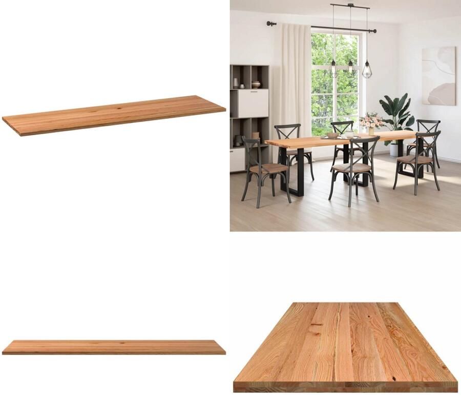 VidaXL Tafelblad rechthoekig 280x80x4 cm massief eikenhout lichtbruin Tafelblad Tafelbladen Eettafelblad Eetkamer Tafelblad