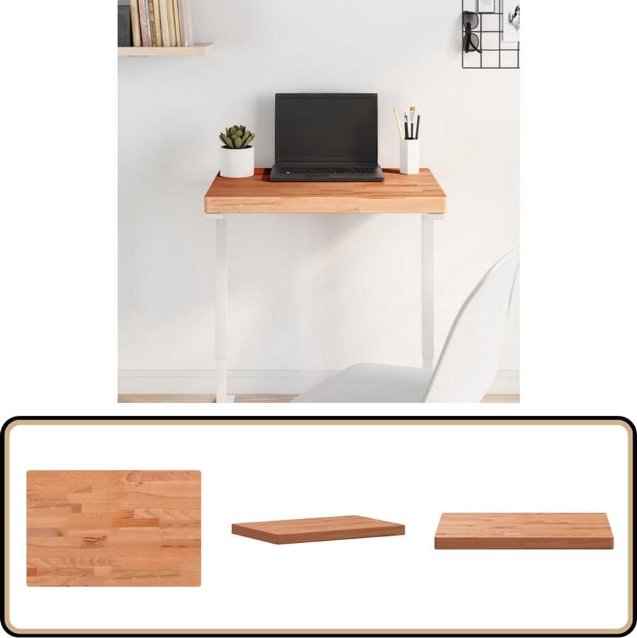 VidaXL Tafelblad Rechthoekig 60x40x4 cm Massief Beukenhout Houten Tafelblad Beukenhout Tafelblad Rechthoekig Tafelblad Bijzettafel Blad Bartafel Blad