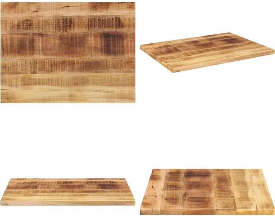 VidaXL Tafelblad rechthoekig 80x50x3 8 cm massief ruw mangohout Tafelblad Tafelbladen Vervangend Tafelblad Meubelpaneel