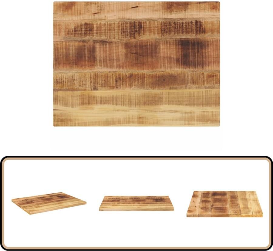 The Living Store Tafelblad rechthoekig 80x70x1 5 cm massief ruw mangohout Mangohouten Tafelblad Robuust Tafelblad Landelijke Tafel Vintage Tafel Rustic Design