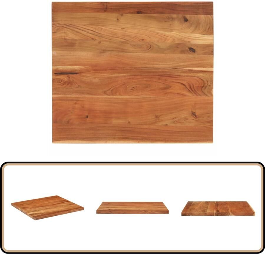 The Living Store Tafelblad rechthoekig 90x80x3 8 cm massief acaciahout Houten Tafelblad Acacia Hout Tafel Blad Vervangen Rustic Design Eetkamer Accessoires