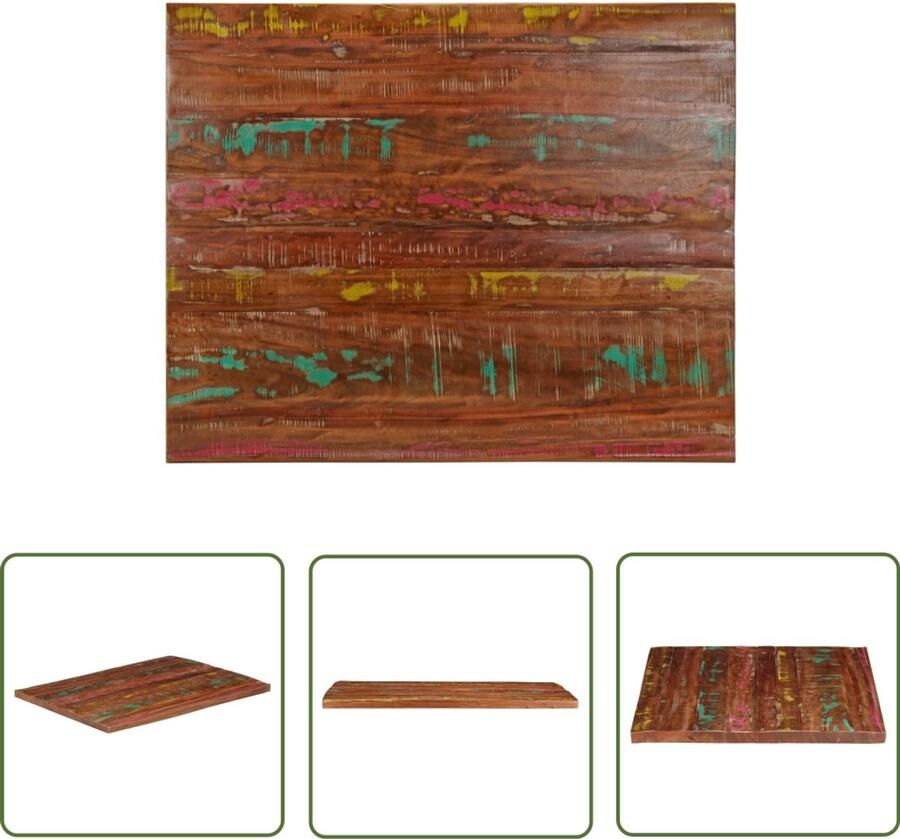 The Living Store Tafelblad rechthoekig 90x80x2 5 cm massief gerecycled hout Houten Tafelblad Vervangen Recycelf Hout Rustic Tafels Landelijke Keuken