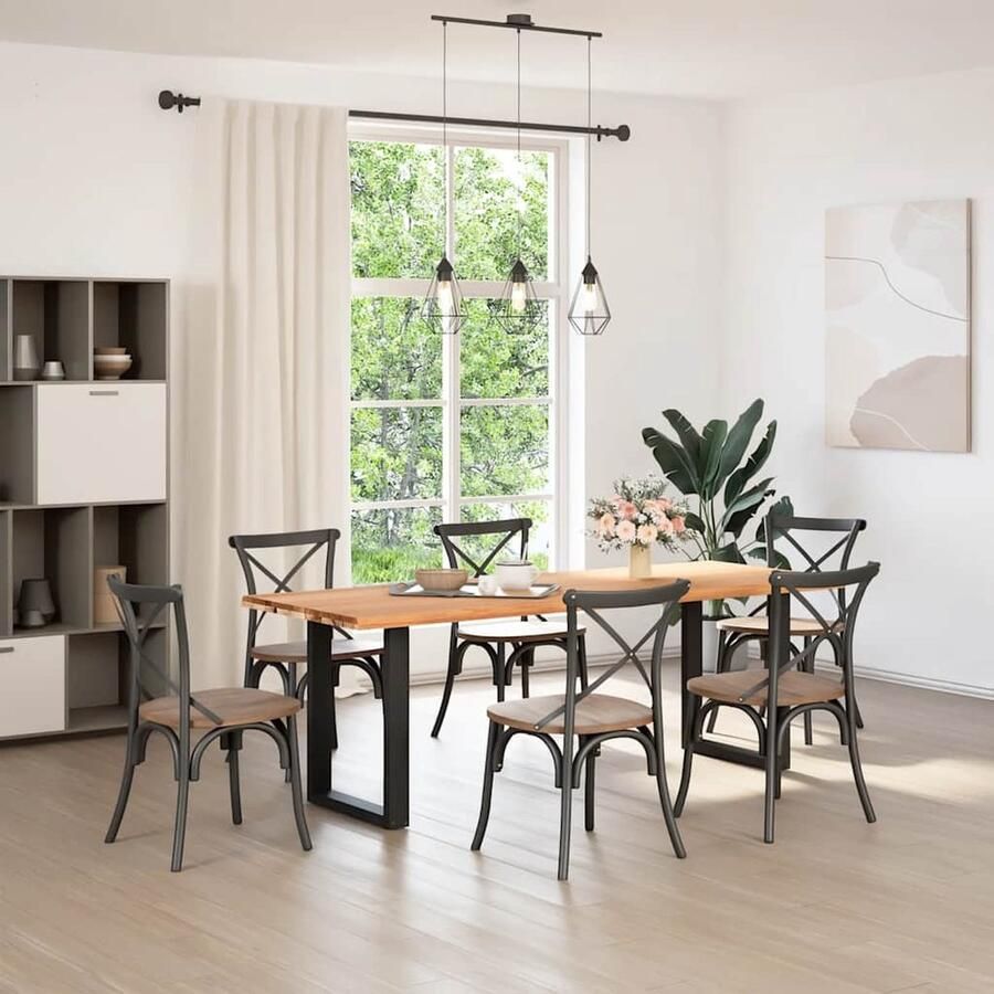 VidaXL Tafelblad Rechthoekig Massief Eikenhout 220x80x4 cm Massief Eikenhouten Tafelblad Eikenhouten Tafel Eetkamertafel Rechte Tafel Landelijke Tafel