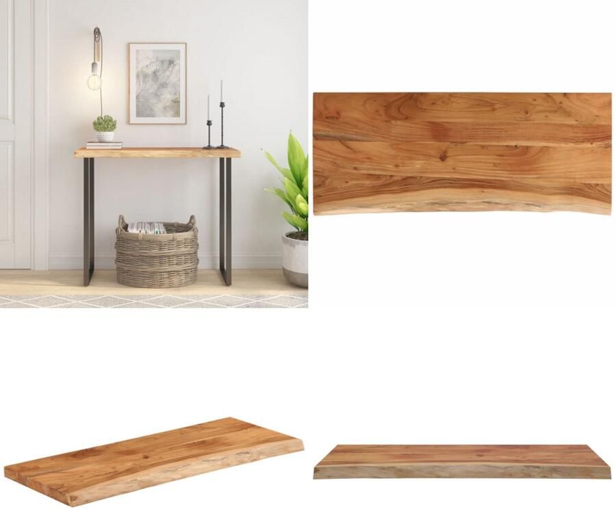 VidaXL Tafelblad rechthoekig natuurlijke rand 100x40x2 5 cm acaciahout Tafelblad Tafelbladen Vervangend Tafelblad Meubelpaneel