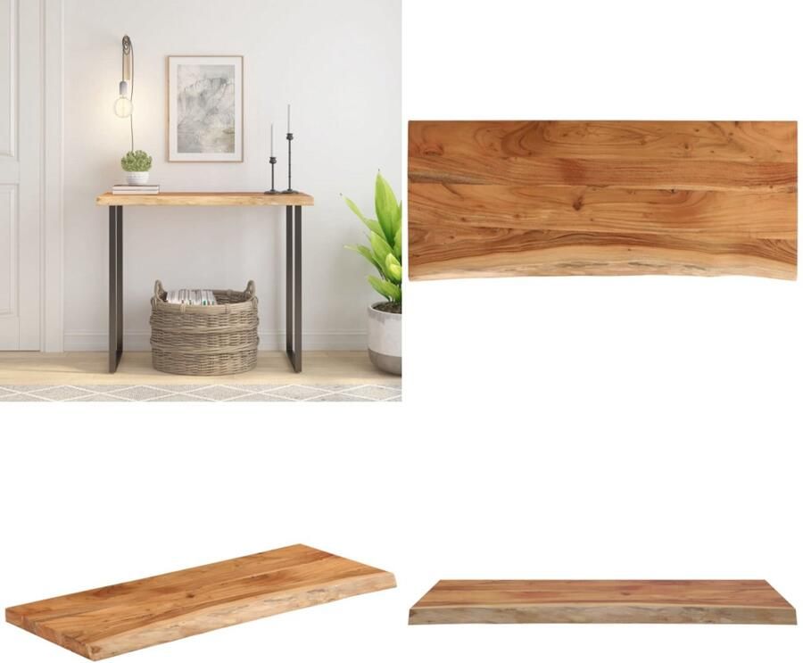 VidaXL Tafelblad rechthoekig natuurlijke rand 100x40x3 8 cm acaciahout Tafelblad Tafelbladen Vervangend Tafelblad Meubelpaneel