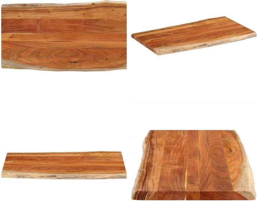 VidaXL Tafelblad rechthoekig natuurlijke rand 100x60x2 5 cm acaciahout Tafelblad Tafelbladen Vervangend Tafelblad Meubelpaneel