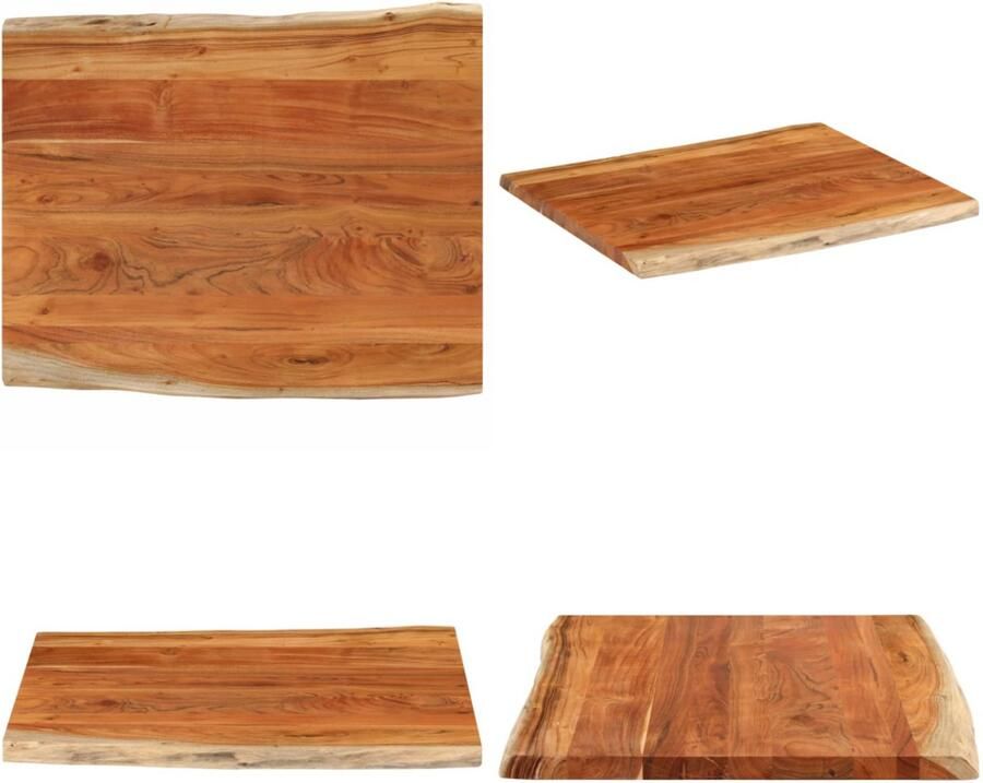 VidaXL Tafelblad rechthoekig natuurlijke rand 100x80x3 8 cm acaciahout Tafelblad Tafelbladen Vervangend Tafelblad Meubelpaneel