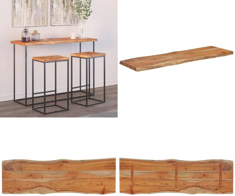 VidaXL Tafelblad rechthoekig natuurlijke rand 110x40x2 5 cm acaciahout Tafelblad Tafelbladen Vervangend Tafelblad Meubelpaneel