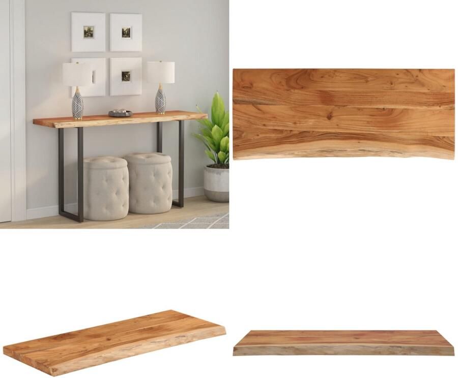 VidaXL Tafelblad rechthoekig natuurlijke rand 110x40x2 5 cm acaciahout Tafelblad Tafelbladen Vervangend Tafelblad Meubelpaneel