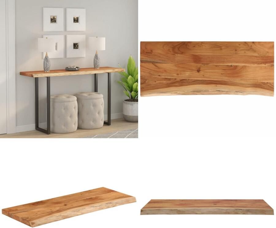 VidaXL Tafelblad rechthoekig natuurlijke rand 110x40x3 8 cm acaciahout Tafelblad Tafelbladen Vervangend Tafelblad Meubelpaneel