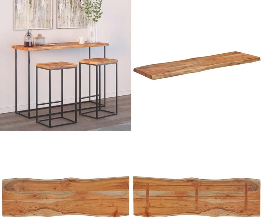 VidaXL Tafelblad rechthoekig natuurlijke rand 120x40x2 5 cm acaciahout Tafelblad Tafelbladen Vervangend Tafelblad Meubelpaneel