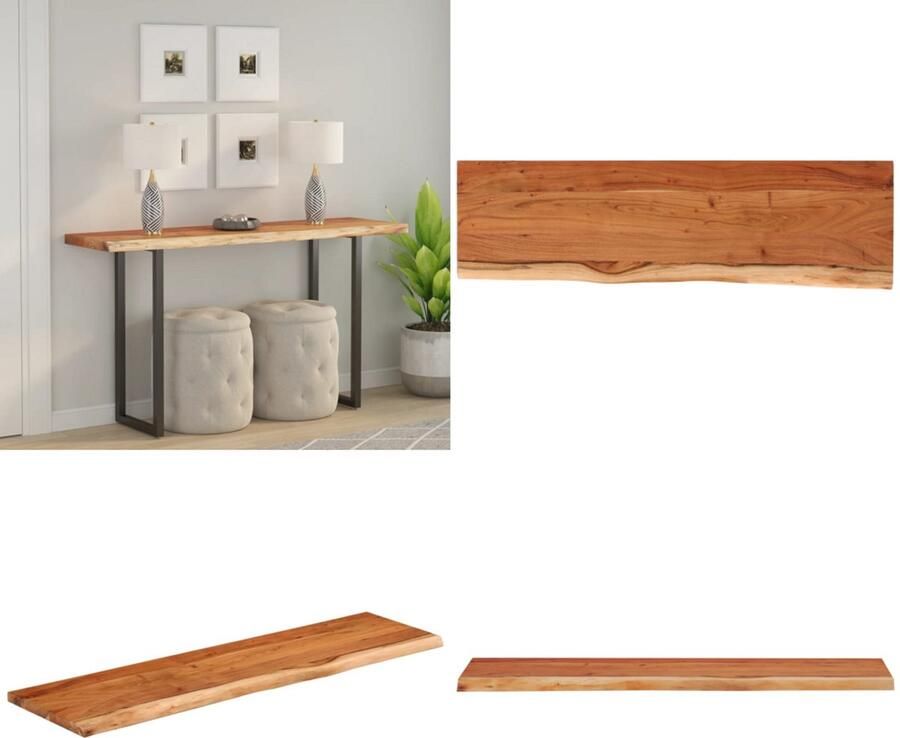 VidaXL Tafelblad rechthoekig natuurlijke rand 120x40x3 8 cm acaciahout Tafelblad Tafelbladen Vervangend Tafelblad Meubelpaneel