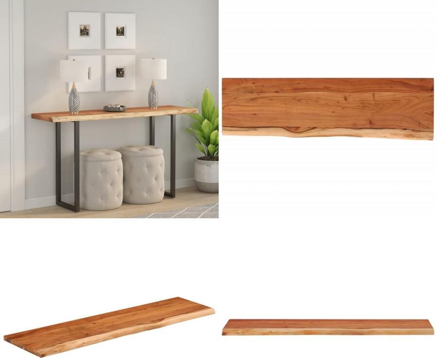 VidaXL Tafelblad rechthoekig natuurlijke rand 140x40x2 5 cm acaciahout Tafelblad Tafelbladen Vervangend Tafelblad Meubelpaneel