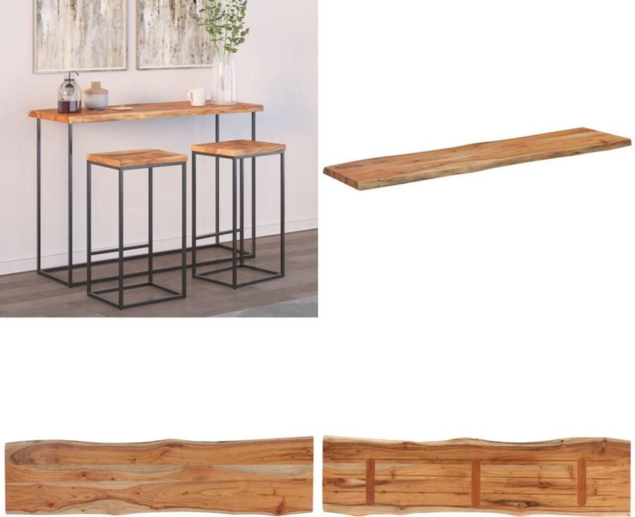 VidaXL Tafelblad rechthoekig natuurlijke rand 140x40x2 5 cm acaciahout Tafelblad Tafelbladen Vervangend Tafelblad Meubelpaneel