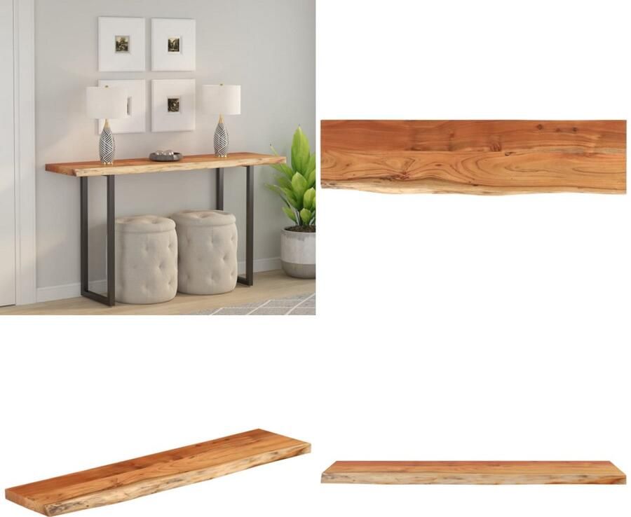 VidaXL Tafelblad rechthoekig natuurlijke rand 160x40x3 8 cm acaciahout Tafelblad Tafelbladen Vervangend Tafelblad Meubelpaneel