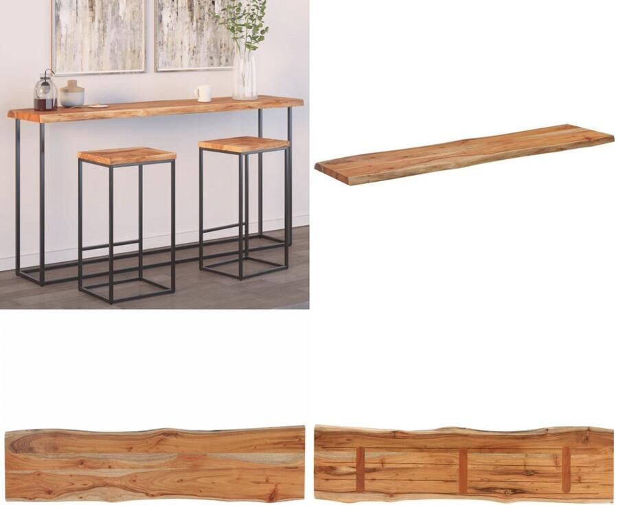 VidaXL Tafelblad rechthoekig natuurlijke rand 180x40x2 5 cm acaciahout Tafelblad Tafelbladen Vervangend Tafelblad Meubelpaneel