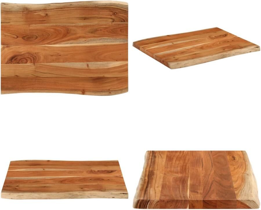VidaXL Tafelblad rechthoekig natuurlijke rand 80x60x3 8 cm acaciahout Tafelblad Tafelbladen Vervangend Tafelblad Meubelpaneel