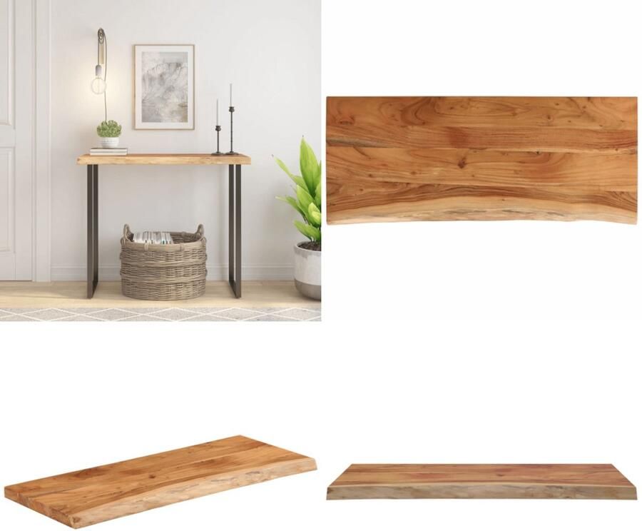 VidaXL Tafelblad rechthoekig natuurlijke rand 90x40x2 5 cm acaciahout Tafelblad Tafelbladen Vervangend Tafelblad Meubelpaneel