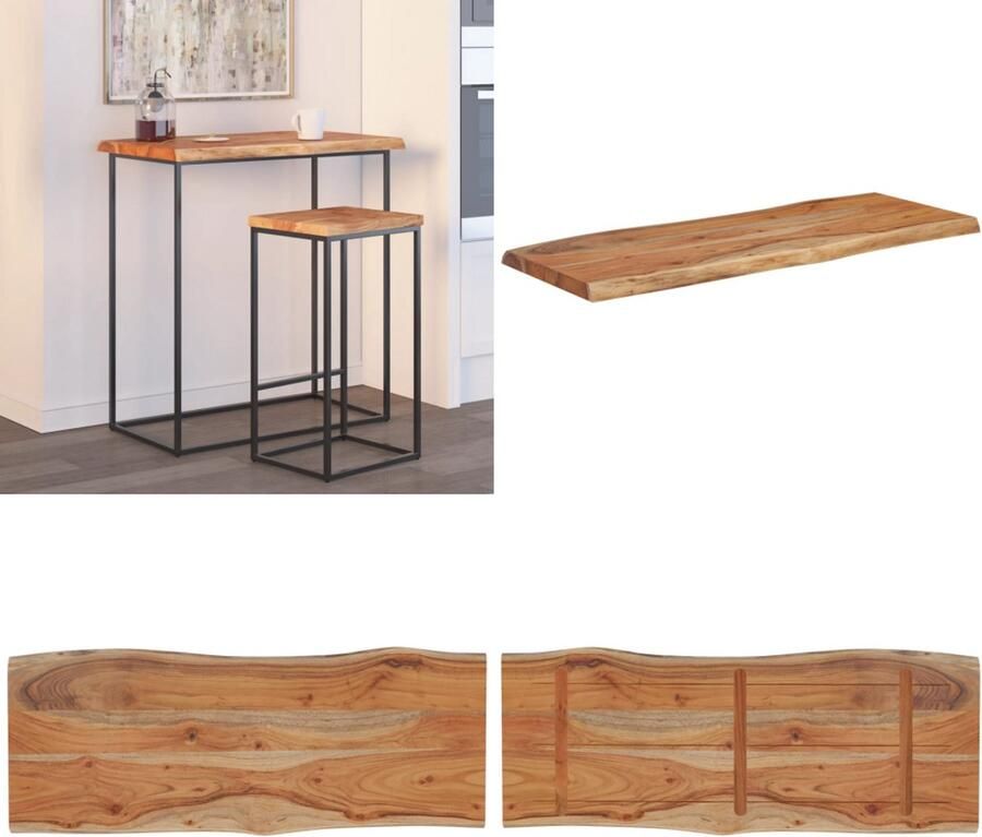 VidaXL Tafelblad rechthoekig natuurlijke rand 90x40x2 5 cm acaciahout Tafelblad Tafelbladen Vervangend Tafelblad Meubelpaneel